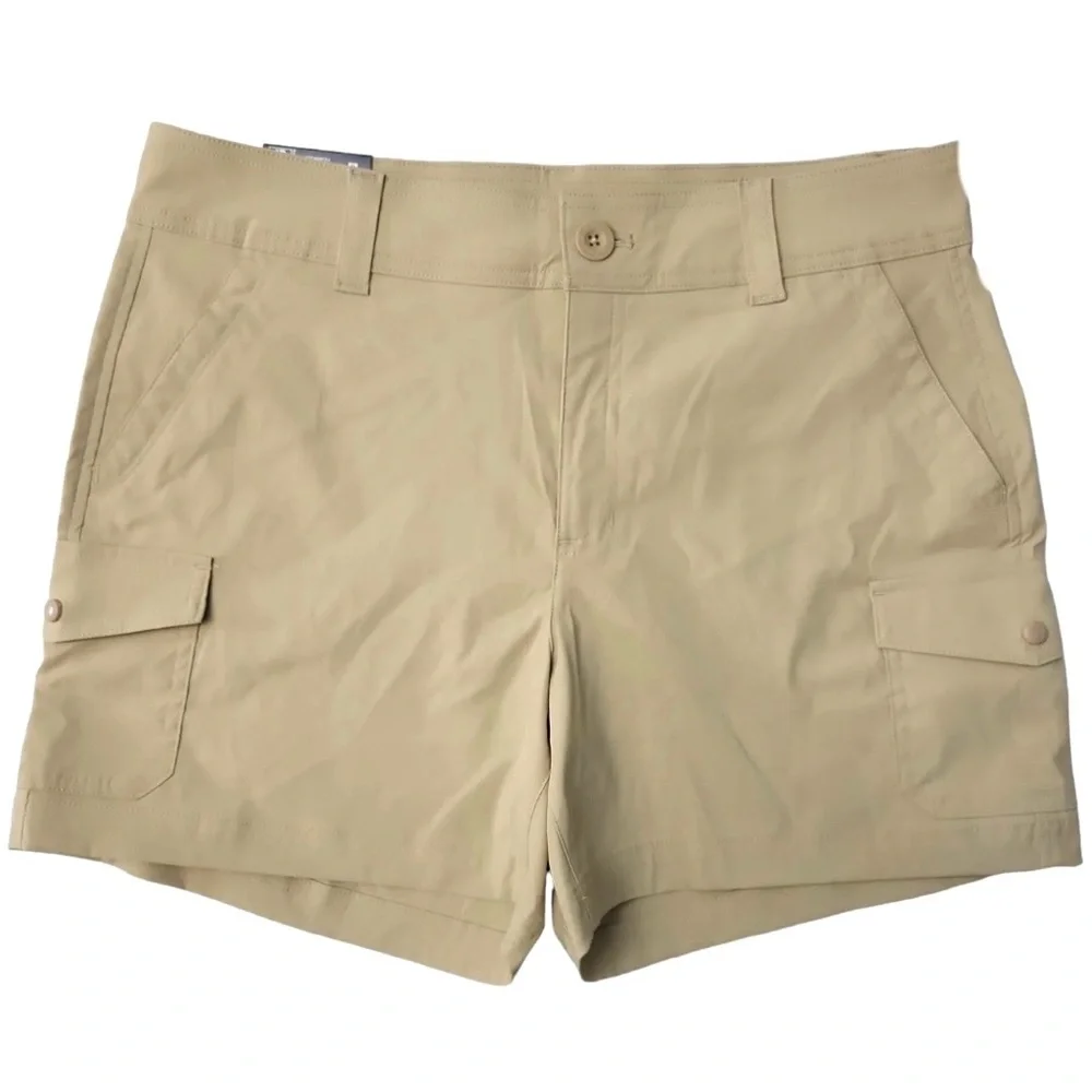 Eddie Bauer Ladies 2-Way Stretch Snap-Close Side Cargo Pocket Shorts (Khaki, 6) - Picture 1 of 2